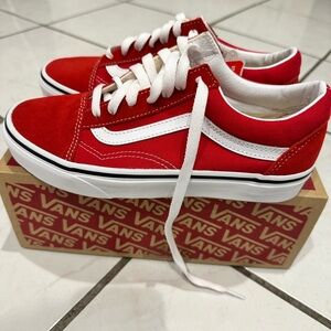 Vans Red and White Athletic Sneakers